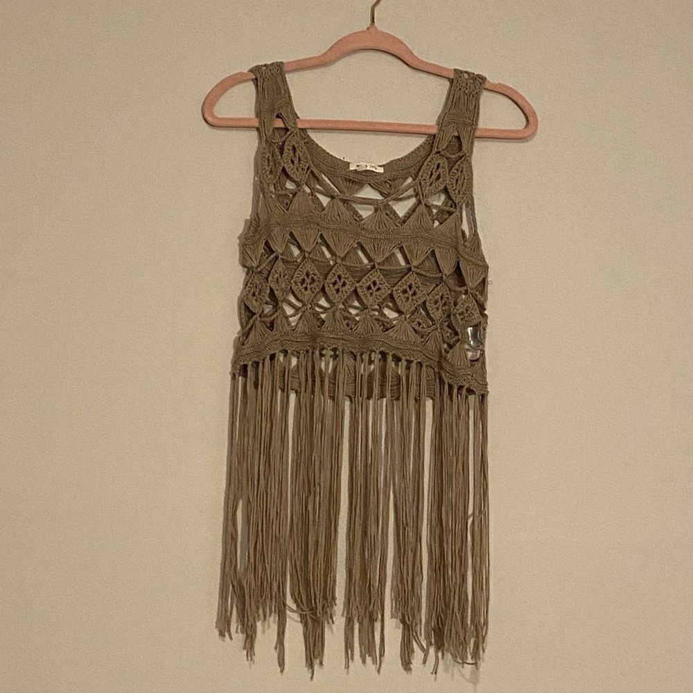May & July Krochet Fringe Tank Top